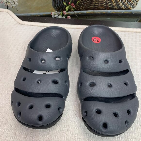 Keen Mens Size 10 Black Slip-On Clogs With Ventilation Holes & Textured Outsole - Picture 2 of 5